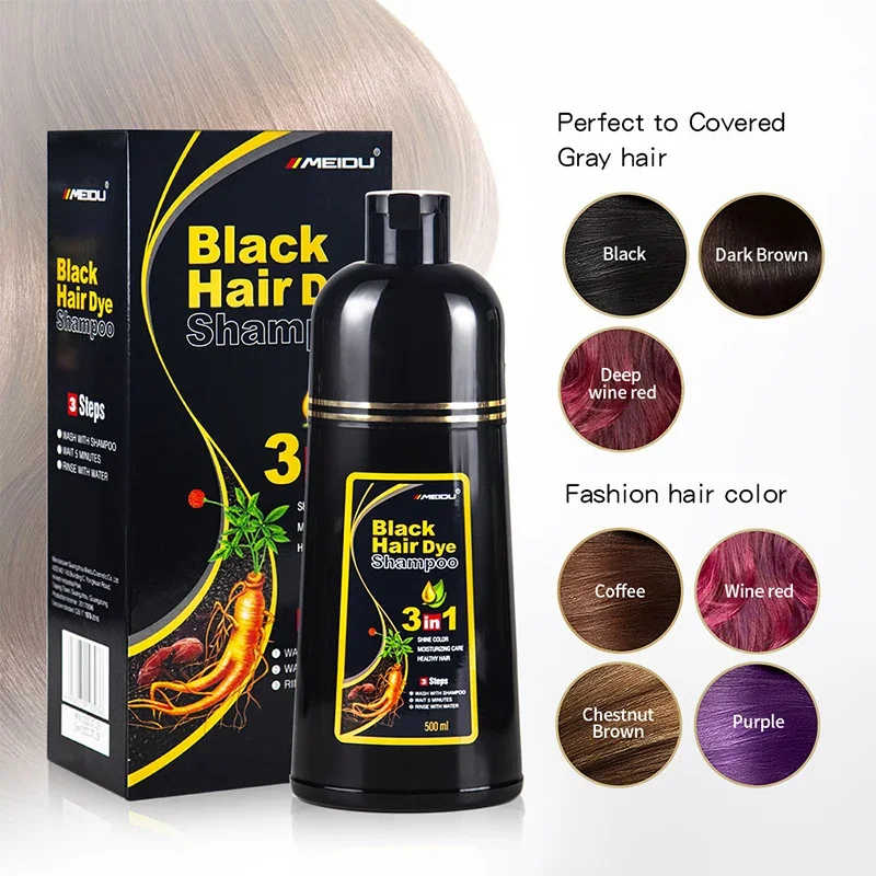 500ml Hair Dye Shampoo 3 in 1 Instant Coloring Natural Treatment for Hair Shampoo Large Capacity No Harm To Hair Shampoo - Image 4