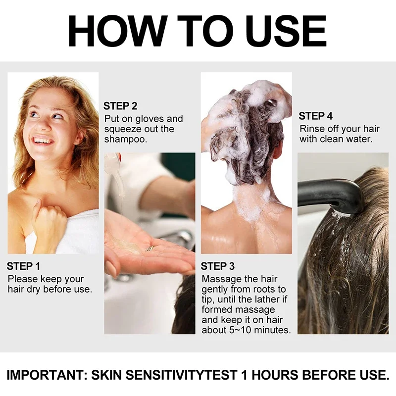 500ml Hair Dye Shampoo 3 in 1 Instant Coloring Natural Treatment for Hair Shampoo Large Capacity No Harm To Hair Shampoo - Image 5