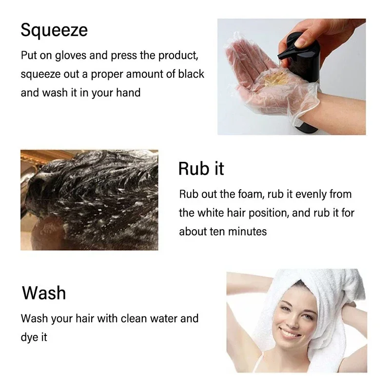 500ml Hair Dye Shampoo 3 in 1 Instant Coloring Natural Treatment for Hair Shampoo Large Capacity No Harm To Hair Shampoo - Image 6