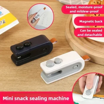 2 in 1 Mini Bag Heat Sealer Storage Package Snack Sealer Clip Handheld Plastic Bag Heat Sealing Machine USB Rechargable