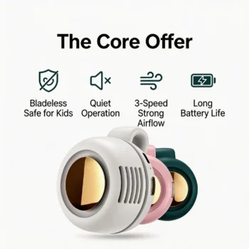 Mini Portable Fan 360° Rotating, 3 Speeds Strong Wind Quiet Rechargeable Handheld Fan, Small Size Big Airflow Long Battery Life