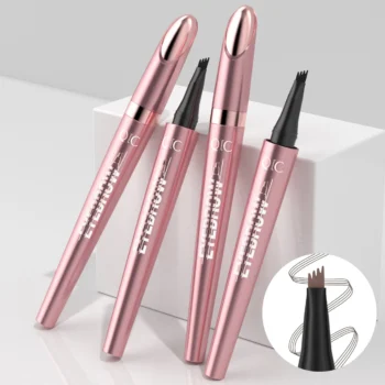 4 Point Liquid Eyebrow Pencil Waterproof Dark Brown Fork Tip Eyebrow Pencil Tattoo Fine Sketch Liquid Eyebrow Pen Makeup Tool